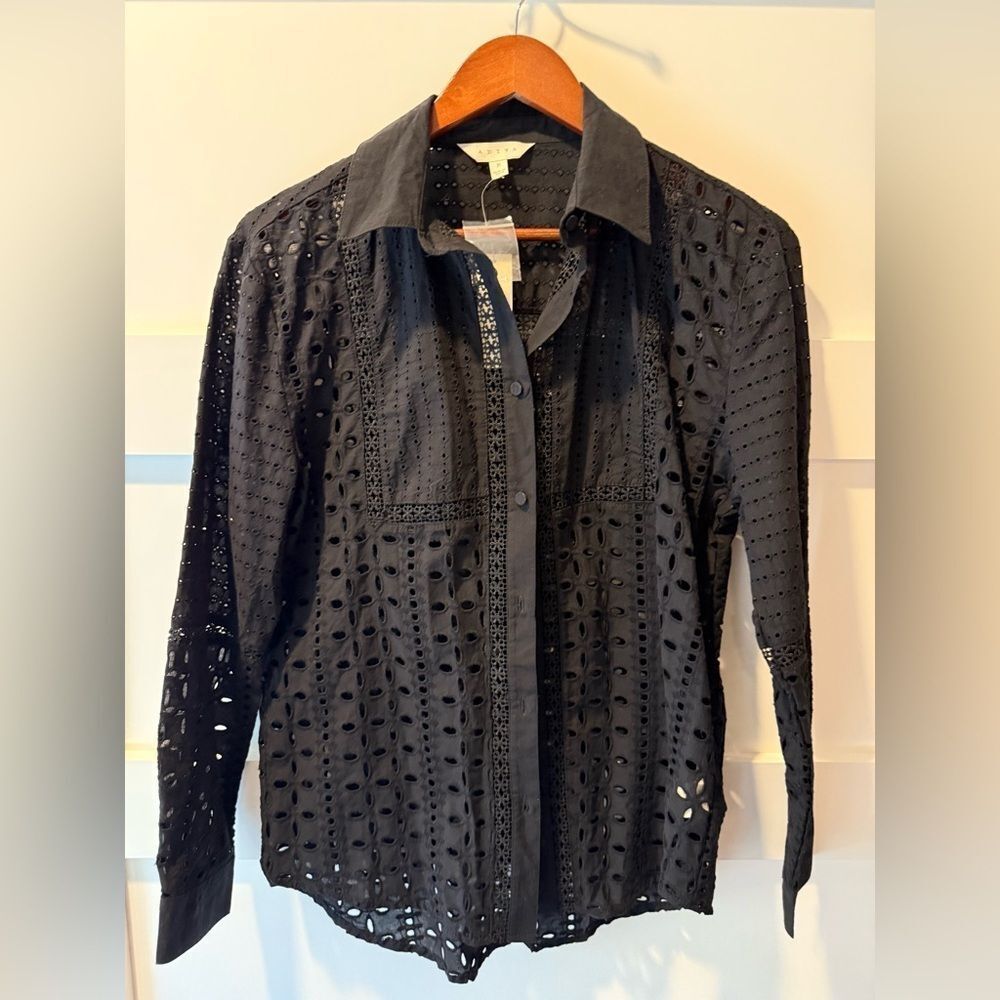 New Adiva black lace button down size Medium